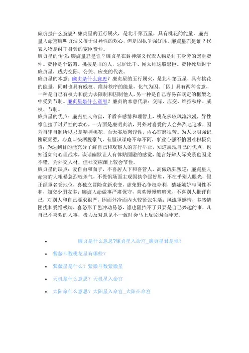廉贞是什么意思