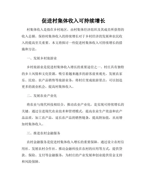 促进村集体收入可持续增长
