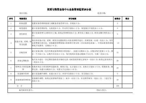 招采与物资设备中心设备管理检查评分表
