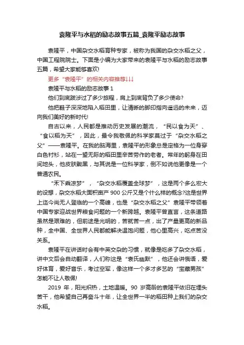 袁隆平与水稻的励志故事五篇_袁隆平励志故事