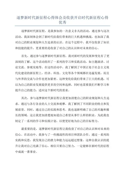 逐梦新时代新征程心得体会及收获开启时代新征程心得优秀