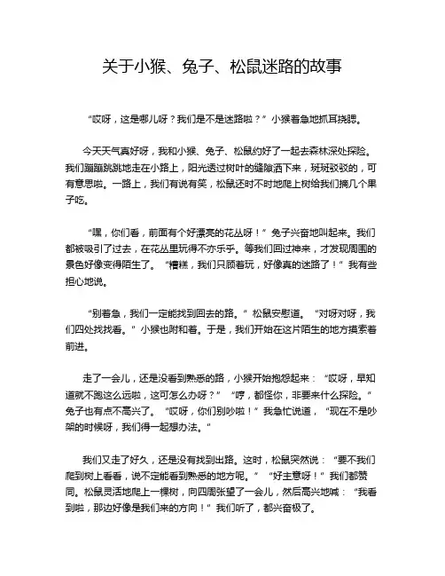 关于小猴、兔子、松鼠迷路的故事