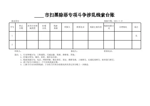 社区扫黑除恶专项斗争涉乱线索台账