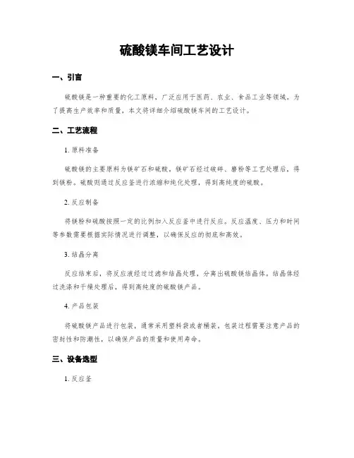 硫酸镁车间工艺设计