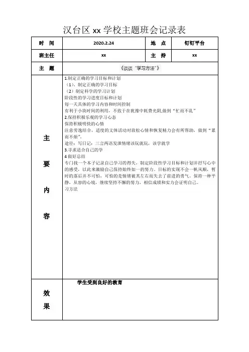 主题班会记录表