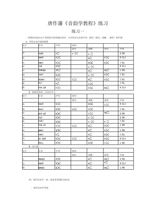 唐作藩音韵学教程练习答案