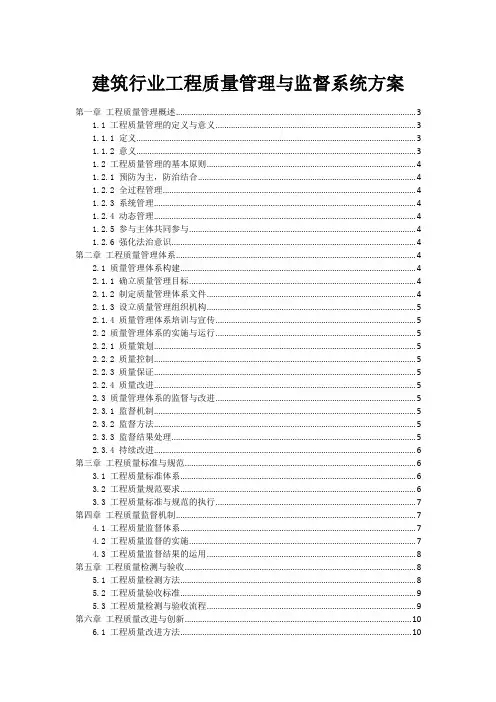 建筑行业工程质量管理与监督系统方案