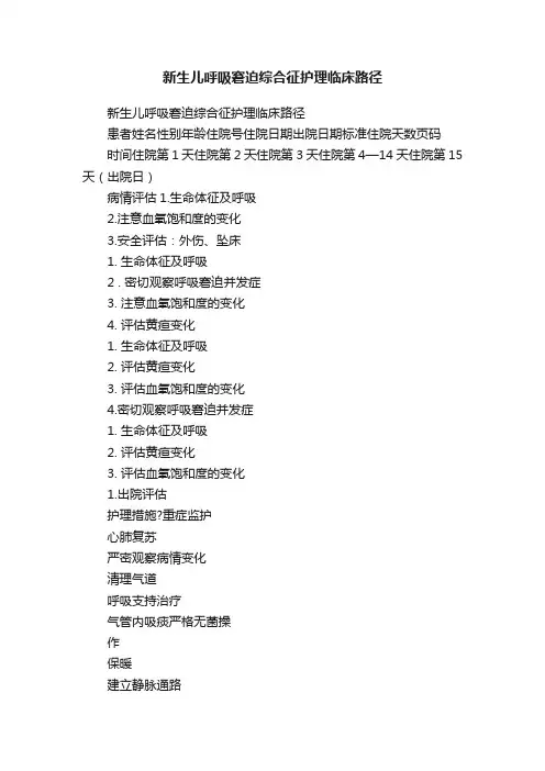新生儿呼吸窘迫综合征护理临床路径