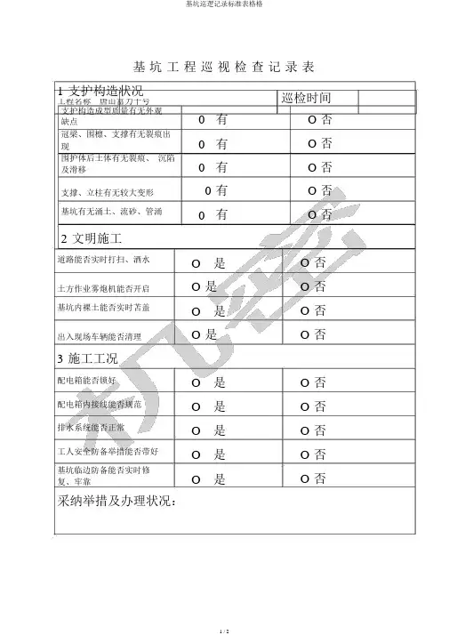 基坑巡查记录标准表格格
