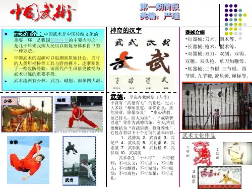 武术简介：中国武术是中国传统文化的重要一环,是我国民族