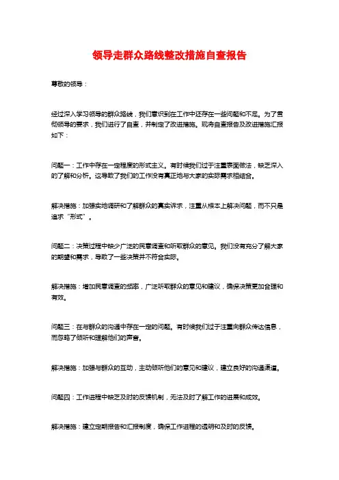 领导走群众路线整改措施自查报告