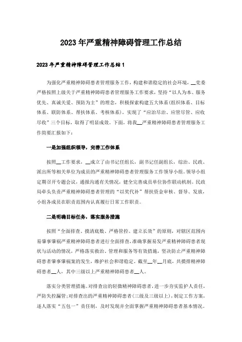 2023年严重精神障碍管理工作总结_1