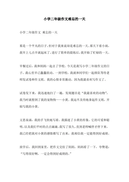 小学二年级作文难忘的一天