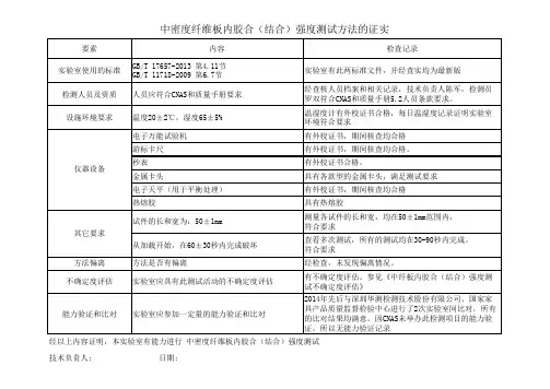 中密度纤维板内胶合(结合)强度测试方法的证实