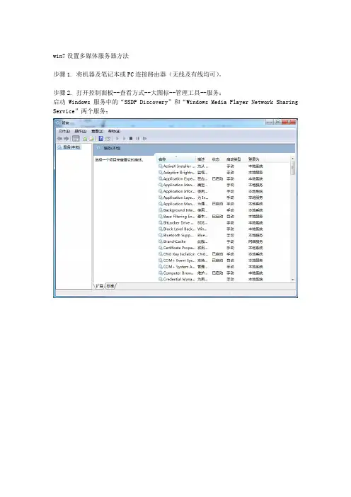 DLNA操作说明书 win7