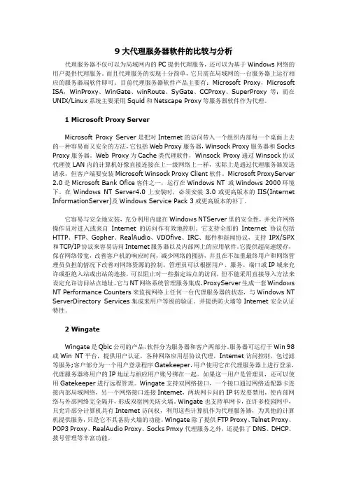 9大代理服务器软件的比较与分析