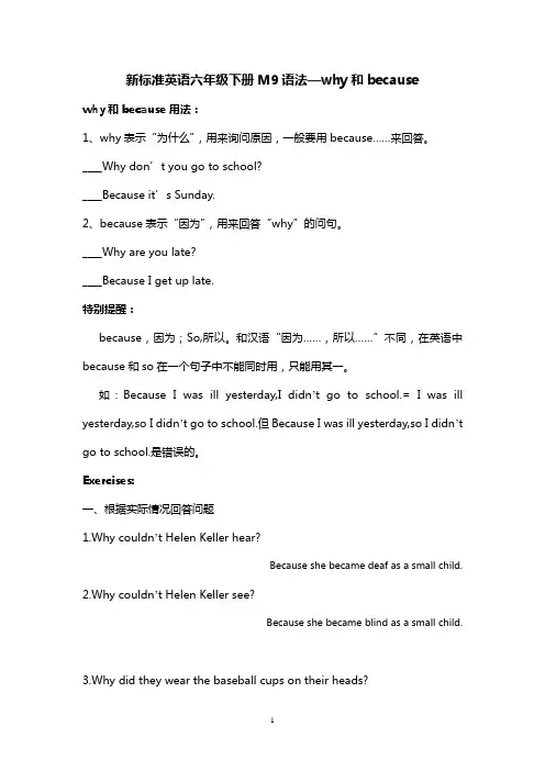 新标准英语六年级下册M9语法—why和because