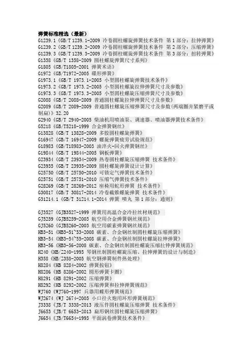 弹簧标准精选(最新)