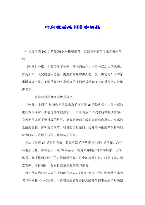 叶问观后感800字精品.doc
