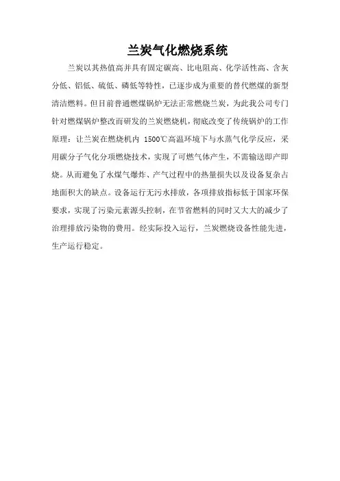 兰炭气化燃烧系统
