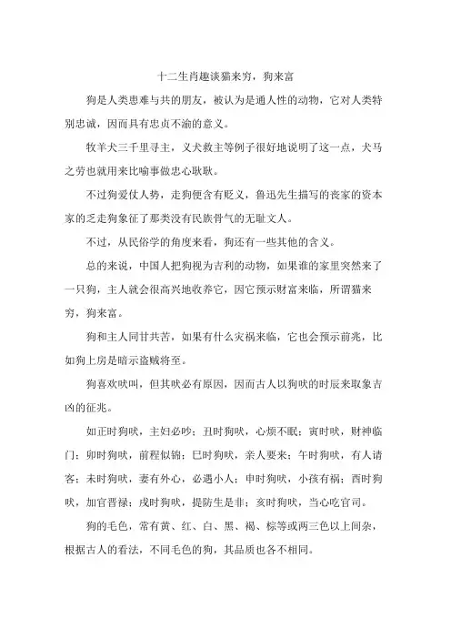 十二生肖趣谈猫来穷,狗来富