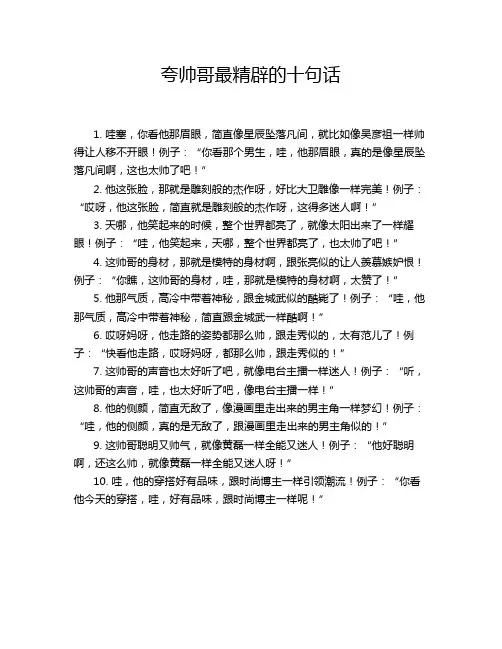 夸帅哥最精辟的十句话