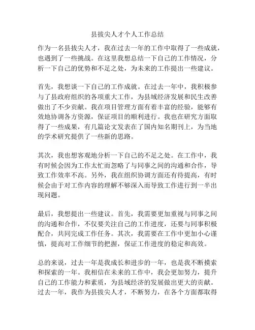 县拔尖人才个人工作总结