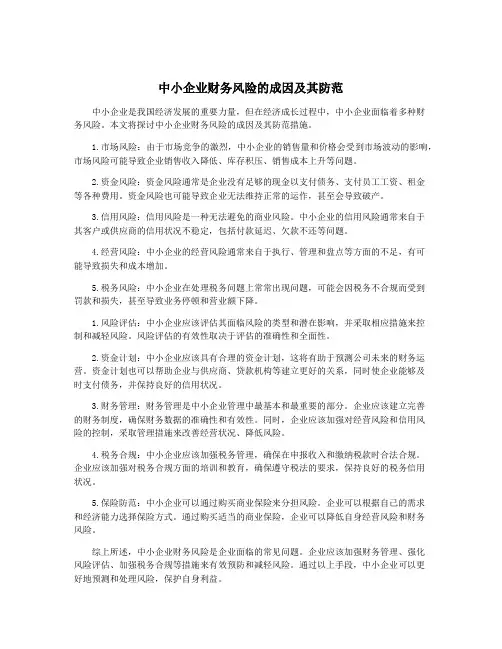 中小企业财务风险的成因及其防范