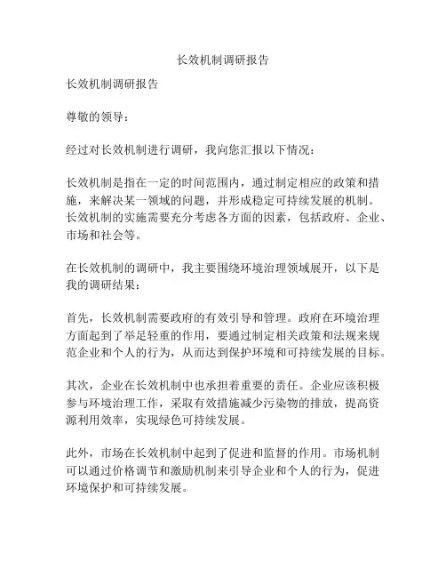 长效机制调研报告