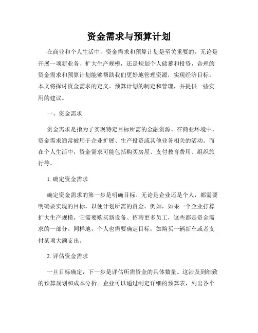 资金需求与预算计划