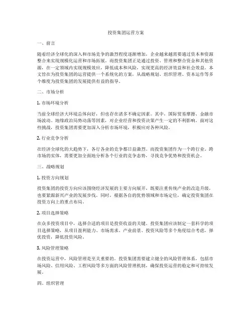 投资集团运营方案