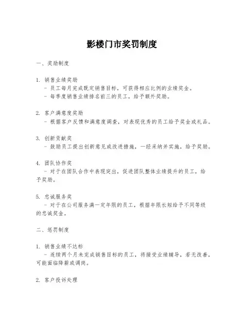 影楼门市奖罚制度