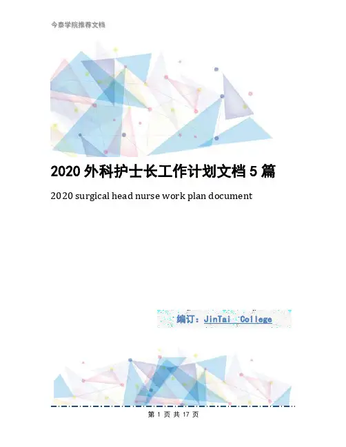 2020外科护士长工作计划文档5篇