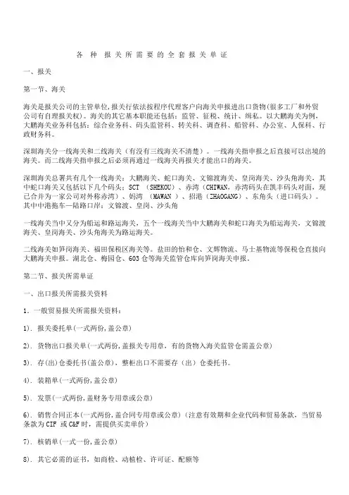 报关全套单证