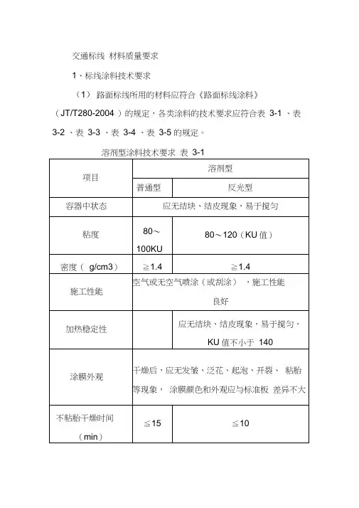 交通标线材料质量要求