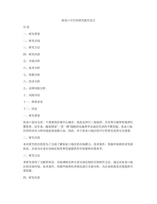张家口可行性研究报告范文
