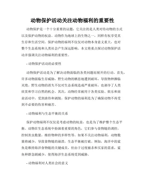 动物保护活动关注动物福利的重要性