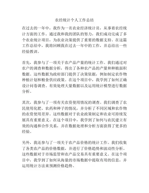 农经统计个人工作总结