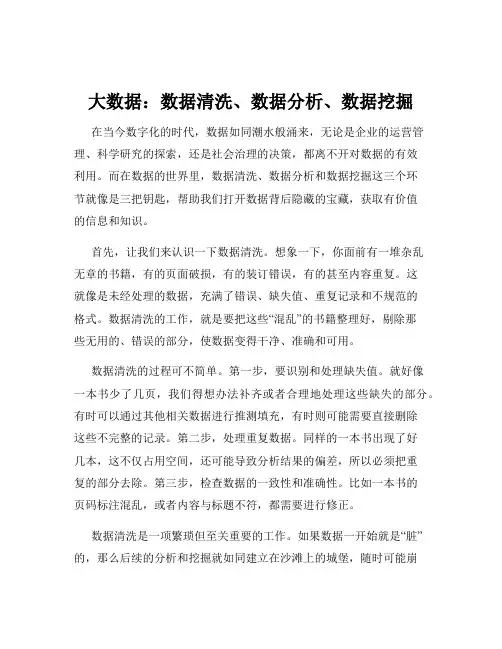 大数据：数据清洗、数据分析、数据挖掘