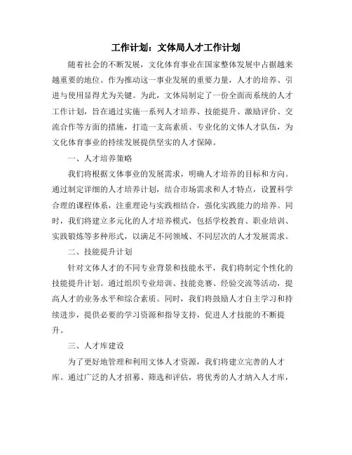 工作计划：文体局人才工作计划 (2)