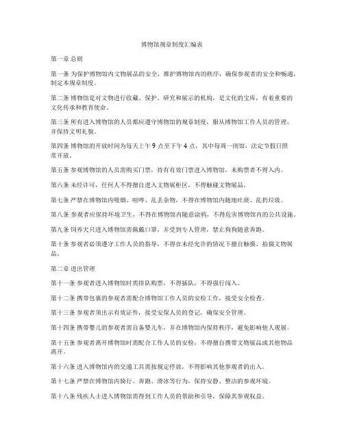 博物馆规章制度汇编表