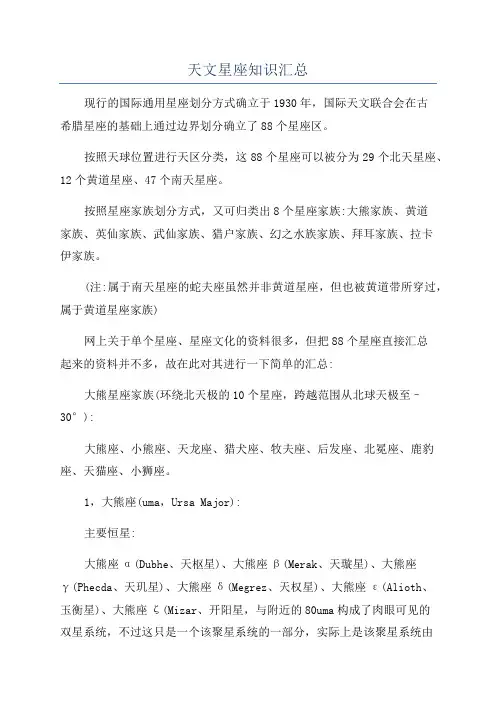天文星座知识汇总