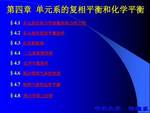 第四章多元系的复相平衡和化学平衡 - 副本.