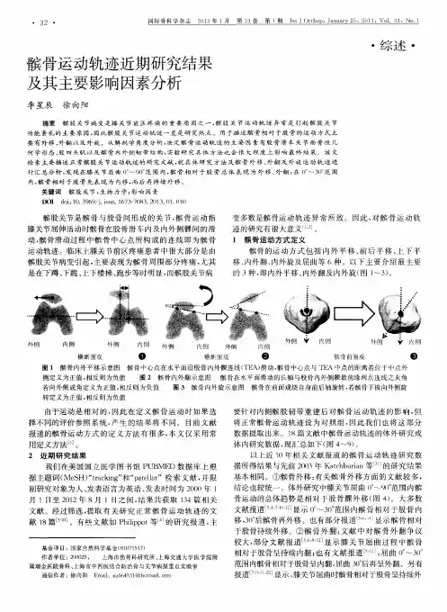 髌骨运动轨迹近期研究结果及其主要影响因素分析