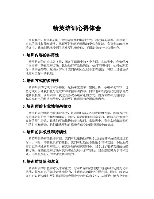 精英培训心得体会