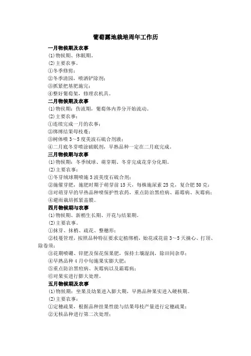 葡萄露地栽培周年工作历