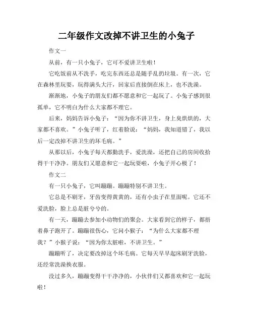 二年级作文改掉不讲卫生的小兔子