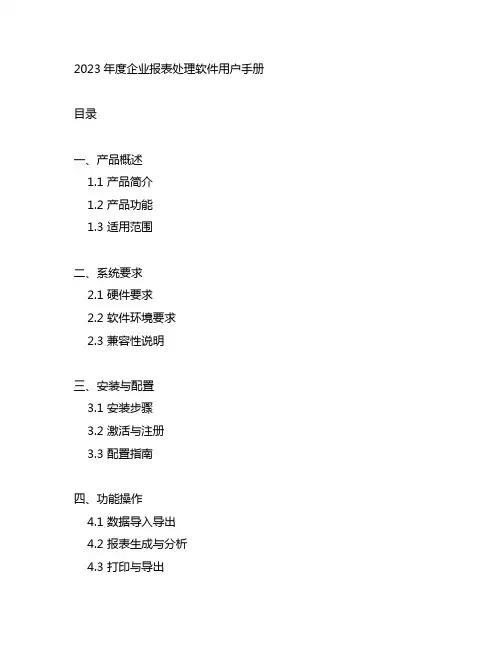 2023年度企业报表处理软件用户手册