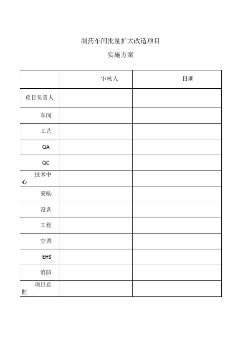 制药车间批量扩大改造项目方案