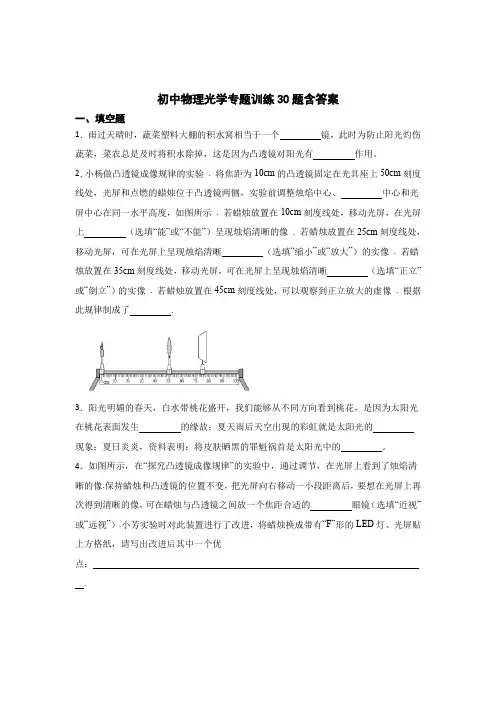 初中物理光学专题训练30题含参考答案(精选5篇)